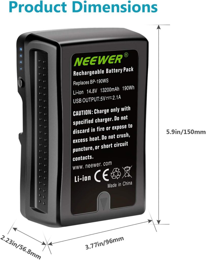 Neewer 190Wh 14.8V 13200mAh V Mount/V Lock Battery