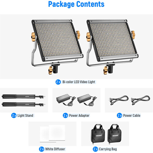 Neewer Bi-Colour 480 LED Video 2-Light Kit with Stands