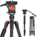 Neewer 2-in-1 Aluminum Tripod with Removable Monopod Leg and Fluid Tripod Head